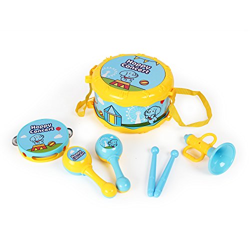 Baby Music Instrument Set drum hammer horn tambourine – Children day present gift educational toy for baby