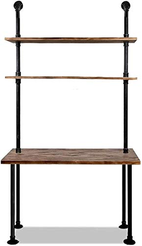 Diwhy Computer Desk with Storage Shelves,Home Office Writing Desk,Bookshelf Laptop Desk, Industrial Style Office Decor,Studying Writing Table Workstation,Stable Metal Framee,Easy Assembly(40″ L)