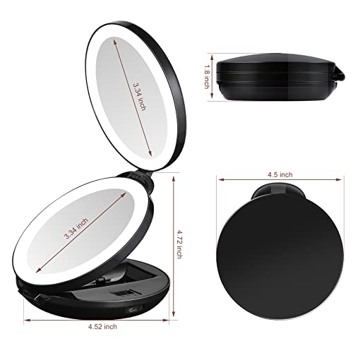 KEDSUM Upgraded Rechargeable Lighted Travel Makeup Mirror, 1X/10X Travel Magnifying Mirror with Light, Compact Makeup Mirror with LED Lighted, Double Sided Folding Vanity Mirror, Daylight, Portable | The Storepaperoomates Retail Market - Fast Affordable Shopping