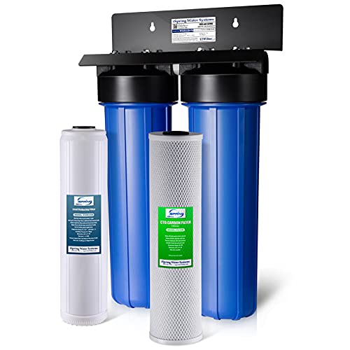 iSpring Whole House Water Filter System w/ 20″ x 4.5″ Sediment, Carbon, and Lead Reducing Water Filters, 2-Stage Whole House Water Filtration System, Model: WGB22B-PB