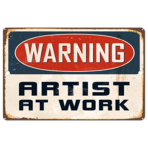 Angel Indigo Warning Artist at Work Decorative Sign