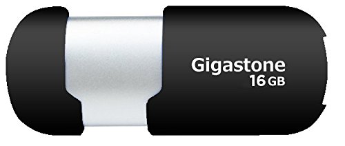 Gigastone GS-Z16GCNBL-R 16GB Classic Cap Less USB 2.0 Flash Drive, Black/Silver