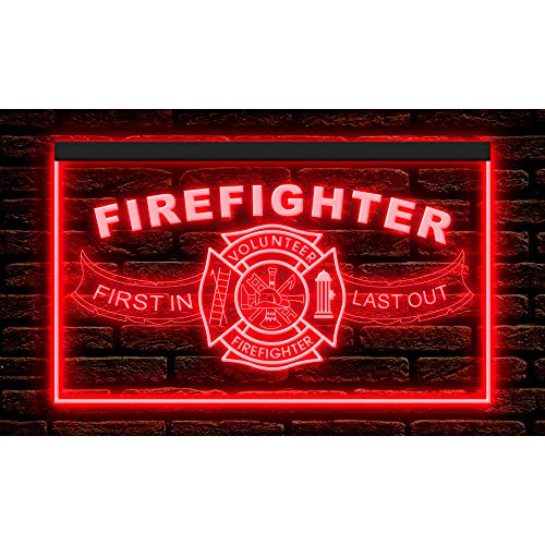 190206 Firefighter Fire Services First In Last Out Club Pub Home Decor Display Light Neon Sign (12″ X 8″, Red)