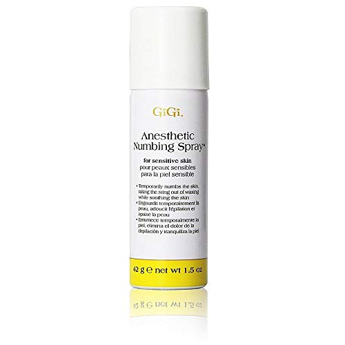 Gigi Anesthetic Numbing Spray for Sensitive Skin Is a Topical Analgesic Spray That Gently Desensitizes the Skin Prior to Waxing with 4% Lidocaine – Net wt 1.5 Oz