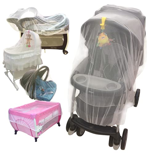 Mosquito Net for Stroller, Crib, Pack n Play, Play Yard, Bassinet, Playpen | Mosquiteros para Cunas De Bebes | Stretchy, Durable and Breathable | Machine Washable (White)