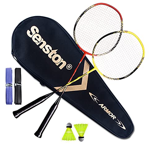 Senston – 2 Player Badminton Racket Set Double Rackets- Including 1 Badminton Bag/2 Rackets/2 Badminton /2 Grips