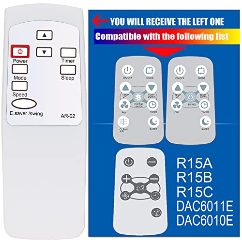 Replace Danby Air Conditioner Remote Control R15B (R15A R15C) Works for DAC6010E DAC6011E DAC8010E DAC8011E DAC10010E DAC10011E DAC12010E DAC12011E DAC5200DB DAC060EB2GDB DAC080EB2GDB DAC100EB2GDB