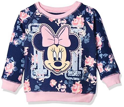 Disney Baby Girls’ Minnie Mouse Floral All Over Print French Terry Sweatshirt, Navy, 12 Months