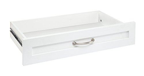 ClosetMaid SuiteSymphony Wood Closet Drawer, Add On Accessory, Shaker Style, For Storage, Closet, Clothes, 25” x 5” Size for 25 in. Units, Pure White/Satin Nickel