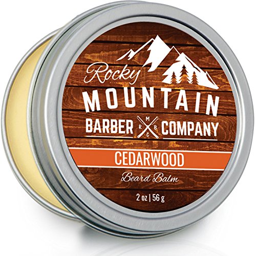 Beard Balm – Rocky Mountain Barber – 100% Natural – Premium Wax Blend with Cedarwood Scent, Nutrient Rich Bees Wax, Jojoba, Tea Tree, Coconut Oil