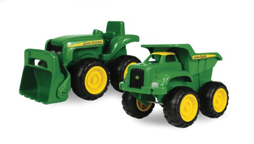 John Deere Sandbox Toys Vehicle Set – Includes Dump Truck Toy, Tractor Toy with Loader – 6 Inch – 2 Count
