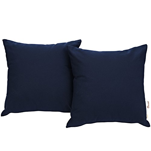 Modway Summon Outdoor Patio Two All-Weather Decor Throw Pillows Sunbrella® Fabric in Navy