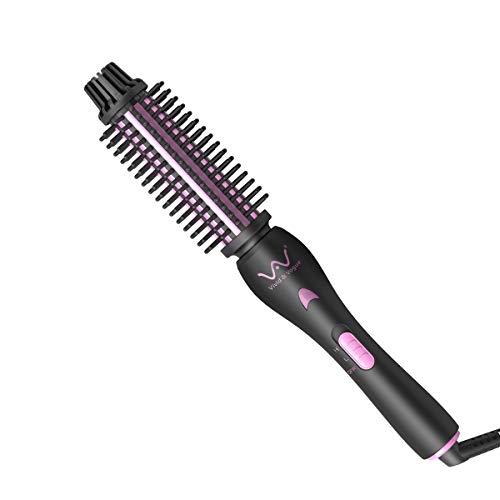 BERTA 3IN1 Hair Brush Iron Professional Hair Curling Iron&Hair Straightener&Hair Curler Brush Ceramic Hot Brush, Negative Ionic Dual Voltage for Travel