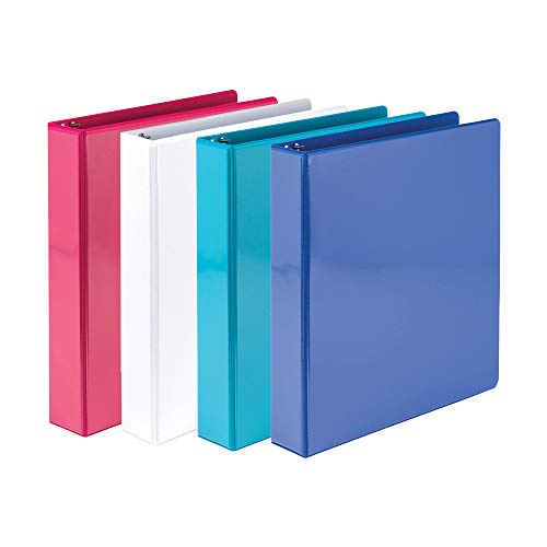 Samsill 3 Ring Binder, Made in The USA, 1.5-Inch Round Ring Binder, Holds 325 Sheets, Customizable Clear View Cover, Assorted, 4 Pack (‎MP28598)