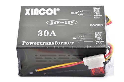 XINCOL 30A 360W Volts Reducer DC/DC Car Truck DC 24V to DC12V Buck Converter Step-Down Transformer with Full Protections Inside Memory RAM and Inline Fuse
