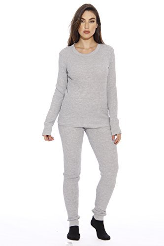 Just Love 2-Piece Women’s Thermal Underwear Set Waffle Knit Base Layer Thermals, Grey, 3X