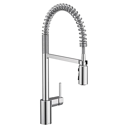 Moen Align Chrome One-Handle Pre-Rinse Spring Pulldown Kitchen Faucet with Pull Down Sprayer and Power Boost, Single Hole Kitchen Sink Faucet for Bar, Utility, Farmhouse, or Commercial, 5923