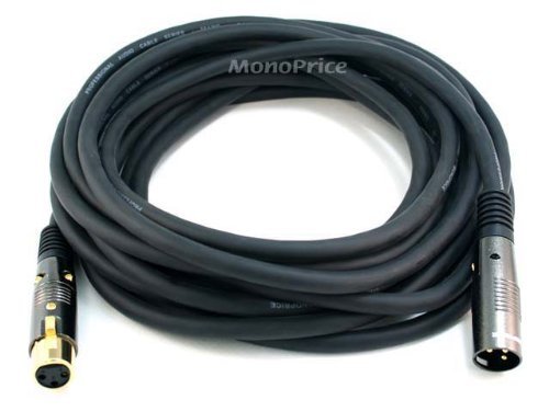 Monoprice 104754 25-Feet Premier Series XLR Male to XLR Female 16AWG Cable (2 Pack)