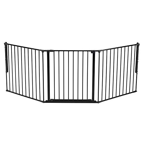 BabyDan Flex 35.4-87.8 Large Size Adjustable Metal Safety Baby Gate & Room Divider Fence for Children & Pets, Black