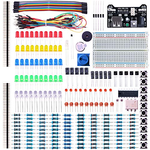 ELEGOO Electronic Fun Kit Bundle with Breadboard Cable Resistor, Capacitor, LED, Potentiometer total 235 Items for Arduino, Respberry Pi