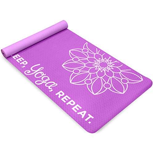 Life Energy 4mm TPE EkoSmart Yoga Mat – Yoga Repeat, Purple