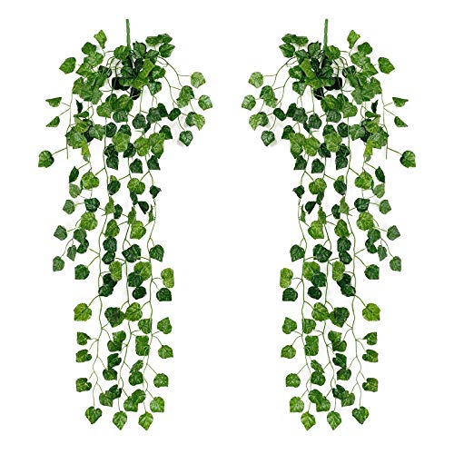 Yatim 90 CM Glabrous Grape Ivy Vine Artificial Plants Greeny Chain Wall Hanging Leaves for Home Room Garden Wedding Garland Outside Decoration Pack of 2