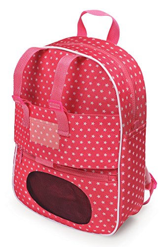 Badger Basket Toy Doll Travel Backpack with Plush Friend Compartment for 18 inch Dolls – Pink/Star