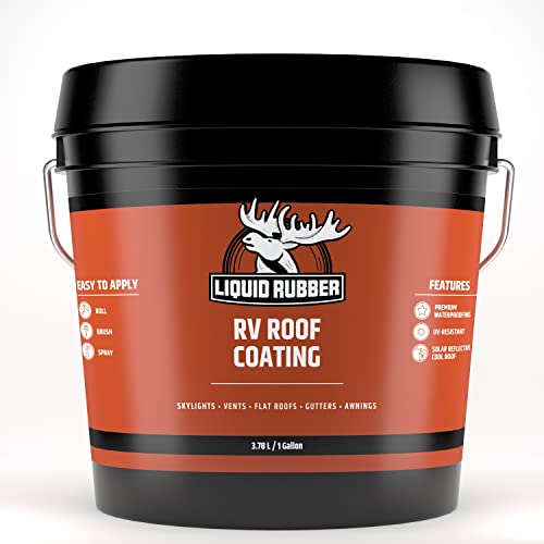 Liquid Rubber RV Roof Coating – Solar Reflective Sealant, Trailer and Camper Roof Repair, Waterproof, Easy to Apply, Brilliant White,1 Gallon
