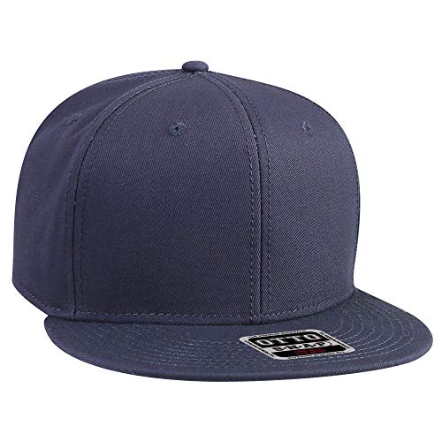 OTTO SNAP Cotton Twill Round Flat Visor 6 Panel Pro Style Snapback Hat – Navy