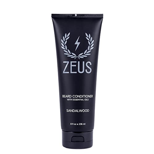 ZEUS Beard Conditioner Wash, Green Tea & Natural Ingredients to Cleanse & Soften Beard – MADE IN USA (Sandalwood) 8 oz.