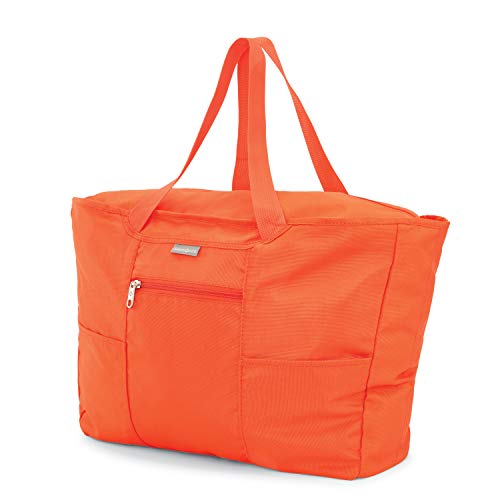 Samsonite Foldaway Packable Tote Sling Bag, Orange Tiger, 15.35×12.59×5.9 inches