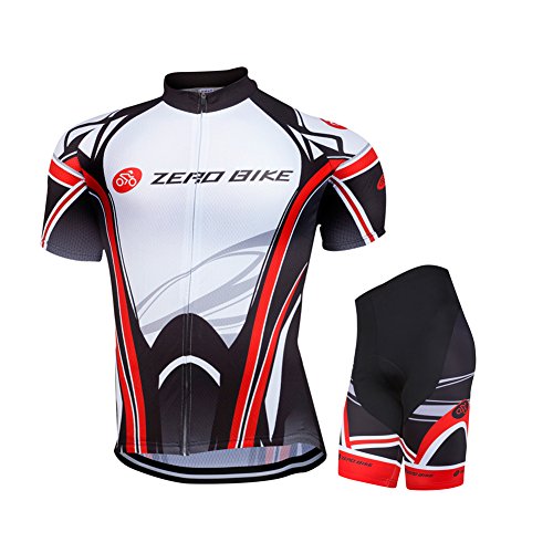 ZEROBIKE Men’s Short Sleeve Cycling Jersey 3D Padded Shorts Sportswear Suit Set Breathable Quick Dry
