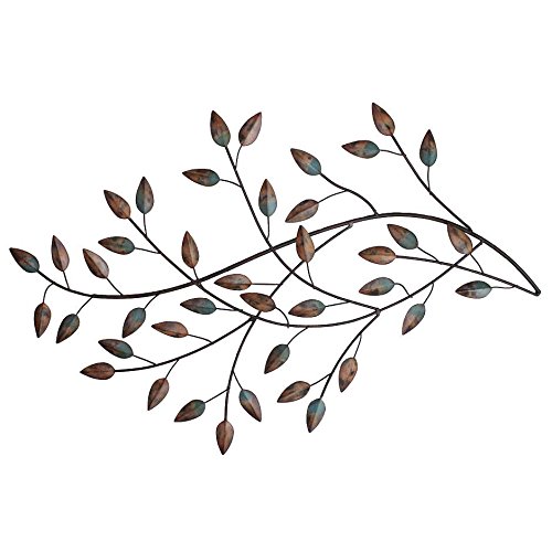 Stratton SHD0119 Home Blowing Leaves Wall Decor, Green, Brown and Hint of Gold