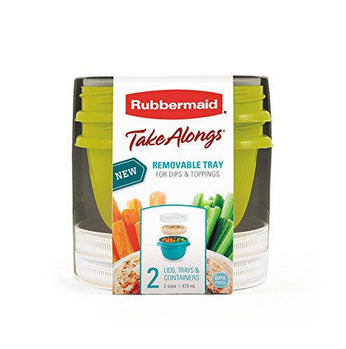 Rubbermaid TakeAlongs Snacking Food Storage Containers, 2 Cups Size – 2 Lids, Trays, and Containers 7S87