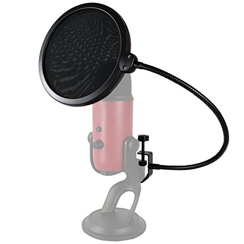 HDE Pop Filter for Mic, Microphone Filters Noise Reduction Mesh Shield Screen