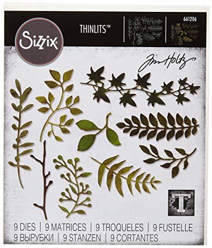 Sizzix 661206 Thinlits Die Set, Garden Greens by Tim Holtz (9/Pack)