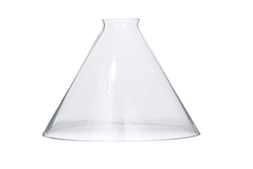 B&P Lamp® Clear Glass Deep Cone Shade with 9 Inch Bottom Diameter and 2 1/4 Inch Top Lipped Fitter