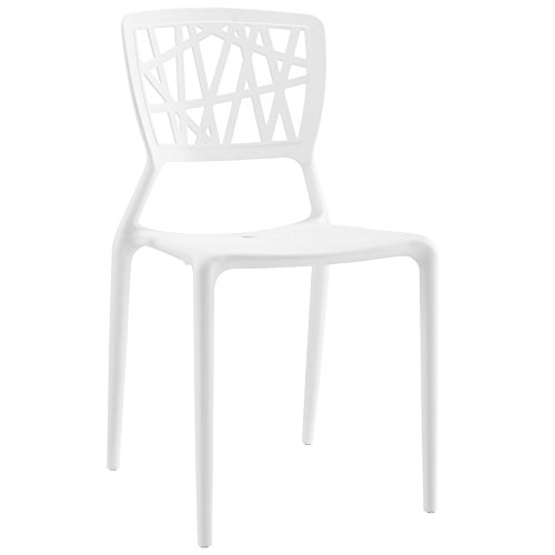 Modway Astro Stacking Accent Kitchen and Dining Room Chair in White – Fully Assembled