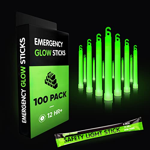 12 Ultra Bright Emergency Glow Sticks – Individually Wrapped Long Lasting Industrial Grade Glowsticks for Survival Gear, Camping Lights, Power Outages and Military Use (Green)