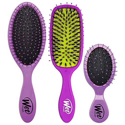 Wet Brush Original Detangler Hair Brush – Purple (Pack of 3) – Exclusive Ultra-soft IntelliFlex Bristles – Glide Through Tangles With Ease For All Hair Types – For Women, Men, Wet And Dry Hair