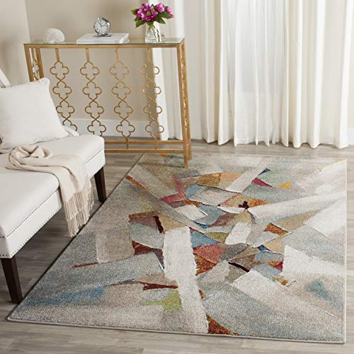 SAFAVIEH Porcello Collection 5’3″ x 7’6″ Grey/Multi PRL6937B Modern Abstract Non-Shedding Living Room Bedroom Dining Home Office Area Rug