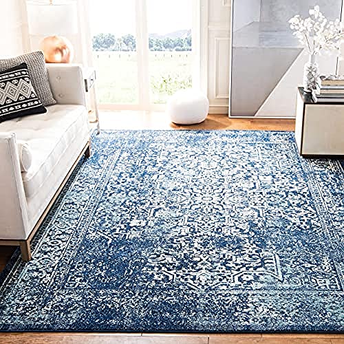 SAFAVIEH Evoke Collection 6’7″ x 9′ Navy/Ivory EVK256A Oriental Distressed Non-Shedding Living Room Bedroom Dining Home Office Area Rug