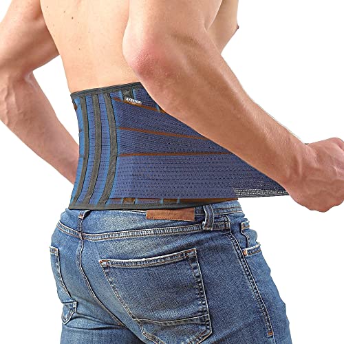 AVESTON Back Support Lower Back Brace for Back Pain Relief – Thin Breathable Rigid 6 ribs Adjustable Lumbar Support Belt Men/Women Keeps Your Spine Straight, Surgery, Fracture – Medium 32-37″ Belly