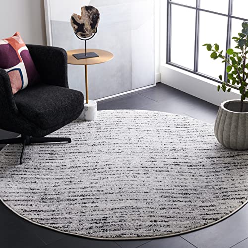 SAFAVIEH Adirondack Collection 4′ Round Ivory / Silver ADR117B Modern Abstract Non-Shedding Dining Room Entryway Foyer Living Room Bedroom Area Rug
