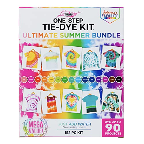Tulip One-Step Tie Dye Ultimate Summer Bundle, Classroom Pack, Tie Dye Party Supplies, Durable Results – Includes 30 Bottles, Comes with Easy Techniques for Kids and Adults