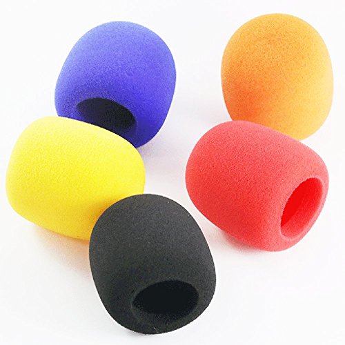 Z ZICOME 5 Pack Foam Microphone Cover Ball Type Windscreen in Black, Blue, Orange, Yellow, Red