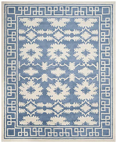 SAFAVIEH Bella Collection 8′ x 10′ Blue/Ivory BEL132A Handmade Premium Wool Area Rug