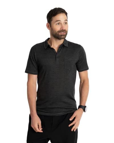 Woolly Clothing Men’s Merino Wool Polo Shirt – Ultralight – Wicking Breathable Anti-Odor M CHR Charcoal