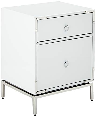 Christopher Knight Home Daphney Glass 2-Drawer Bedside Table, White Glass