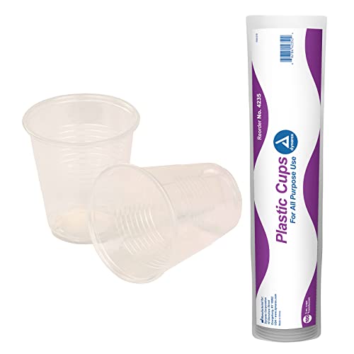 Dynarex Disposable Clear Drinking Cups – Single Use Plastic Cups for Office, Hospital, Clinic – with Rolled Rim, Ribbed Center – 3oz, Bulk Supplies Box of 100